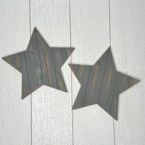 Wooden Farmhouse Stars Gray Set of 2 Home Wall Decor